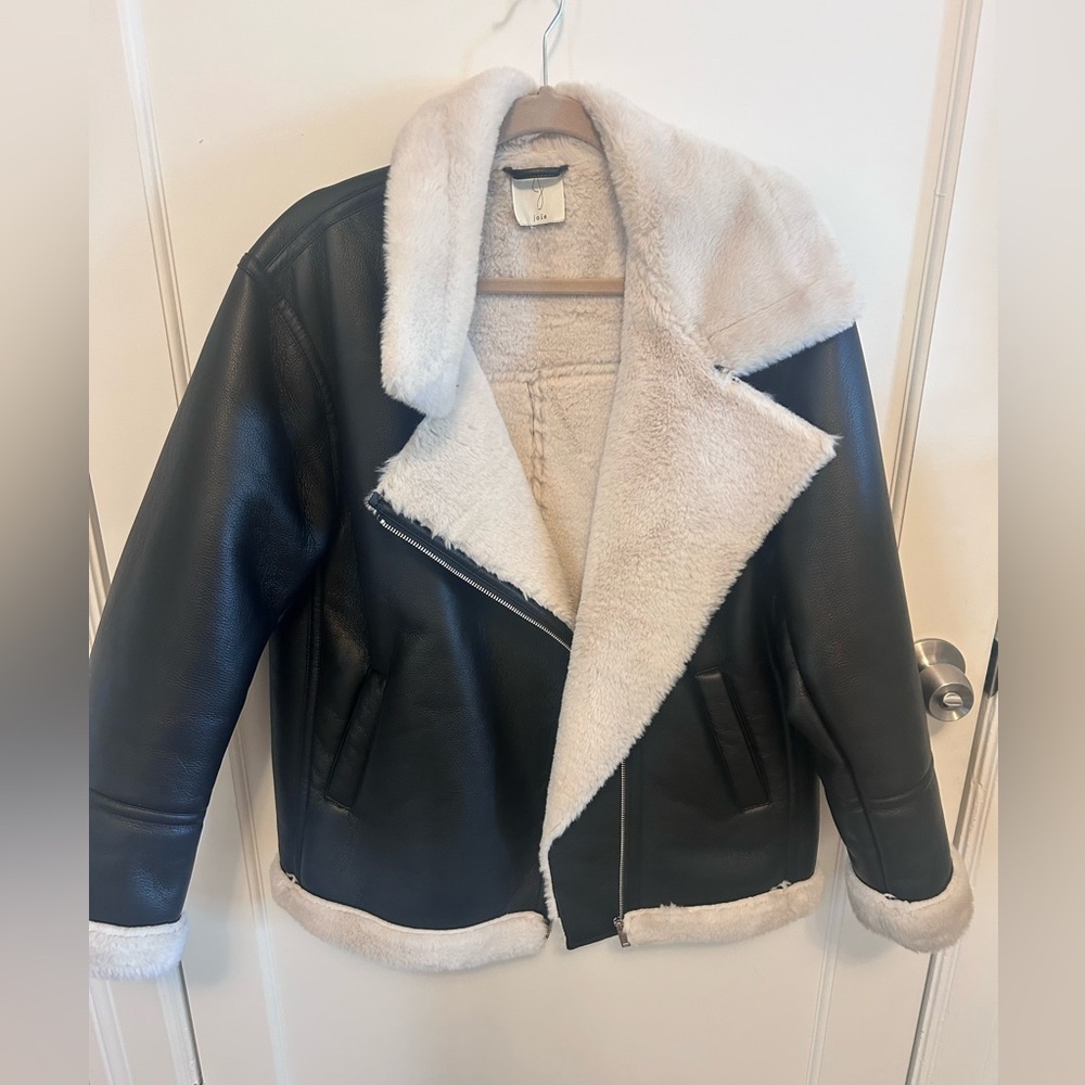 Joie faux leather Black and Cream Teddy Jacket